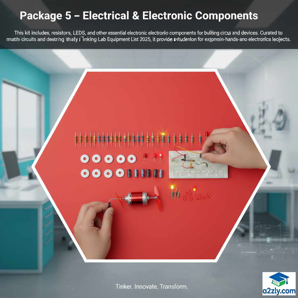 Electronic components and ICs from Atal Tinkering Lab Equipment List 2025