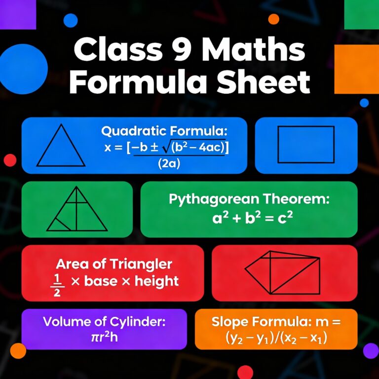 Class 9 Maths Formula Sheet